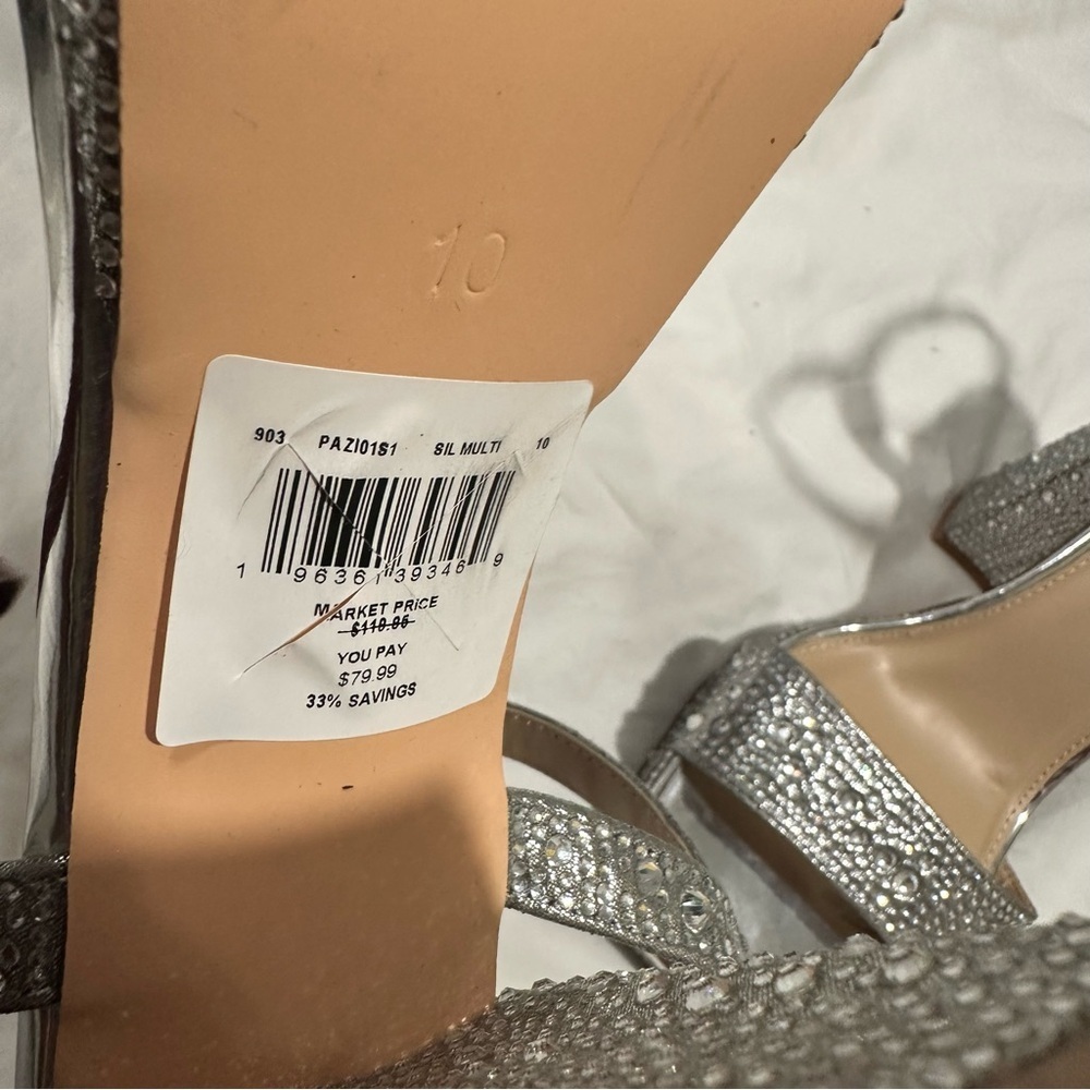 New Steve Madden Oleya Silver Rhinestone Glass Upper Sandal size 10 reg $149 - Picture 6 of 9